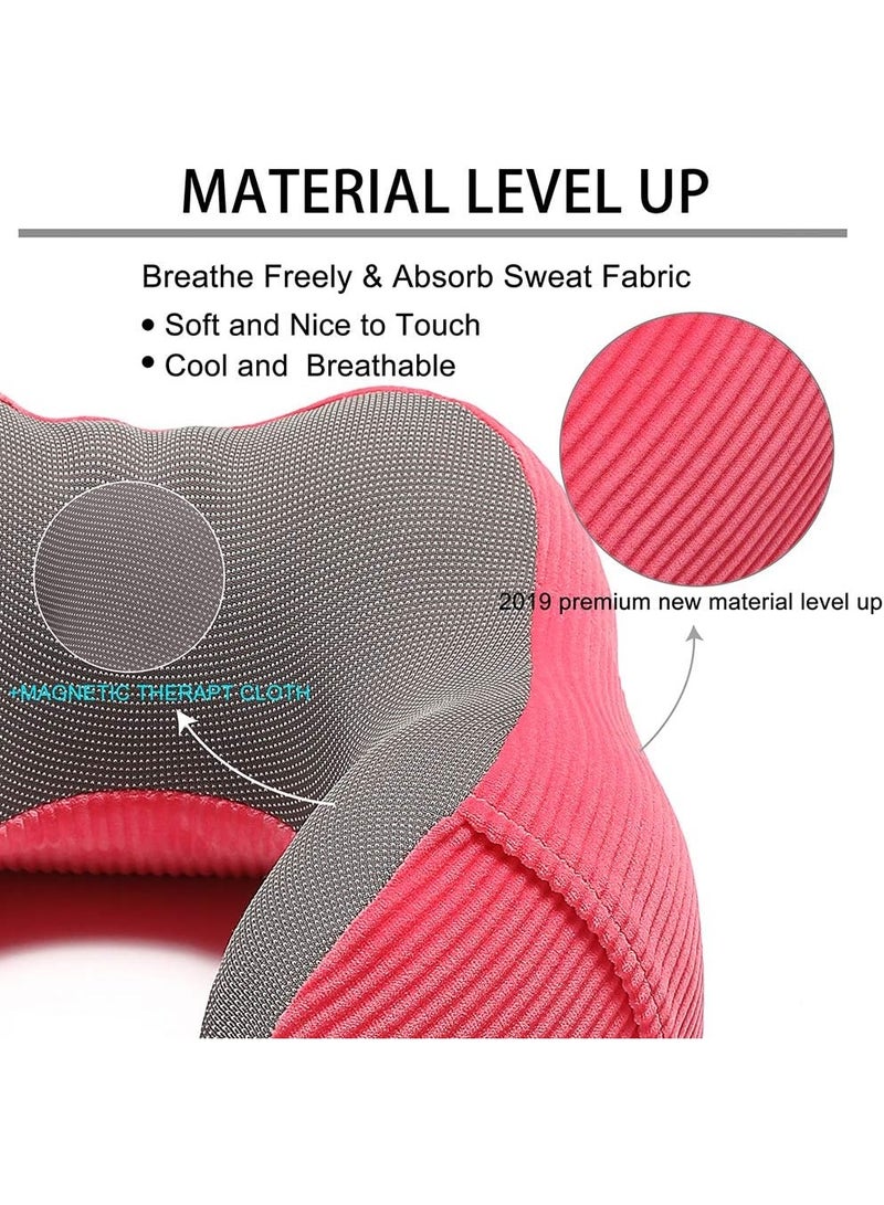 Travel Pillow, Memory Foam Neck Pillow with 360-Degree Head Support Comfortable Airplane Pillow with Storage Bag Lightweight Traveling Pillow for Sleeping, Car, Train, Bus and Home Use(Red) - Image 3